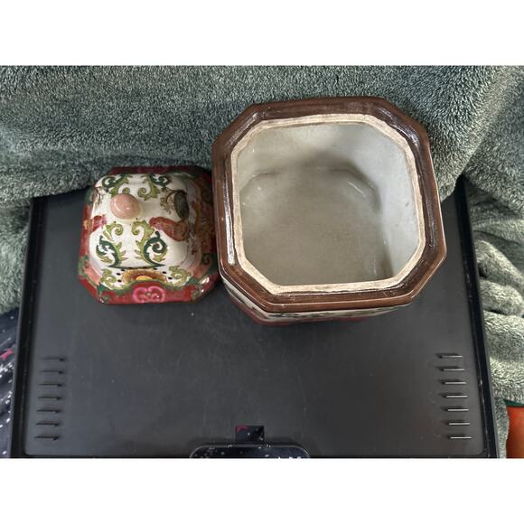 Ginger Jar Vintage Ceramic Asian Vase Rooster Floral Porcelain Vase - Picture 6 of 15